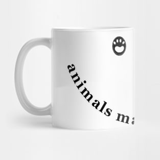 Animals Make Me Happy, Cute Animal Paw Print Smiley Face Mug